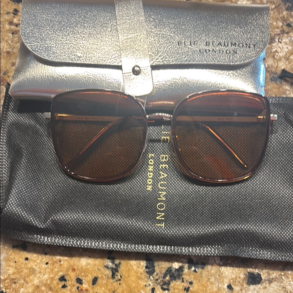 Elie Beaumont Brown Sunglasses